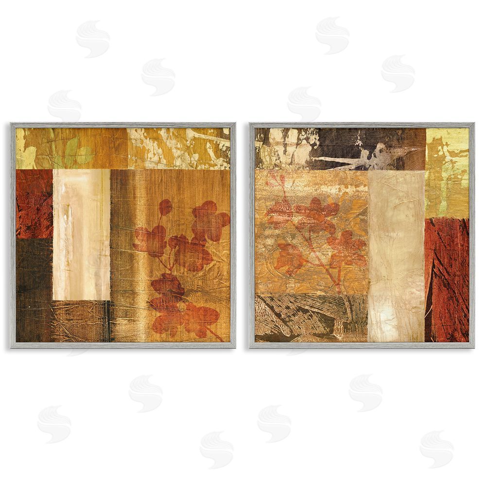 Martine Reynaud Abstract Tapestry Style Patterns Collage Gray Framed Giclee Wall Art Print