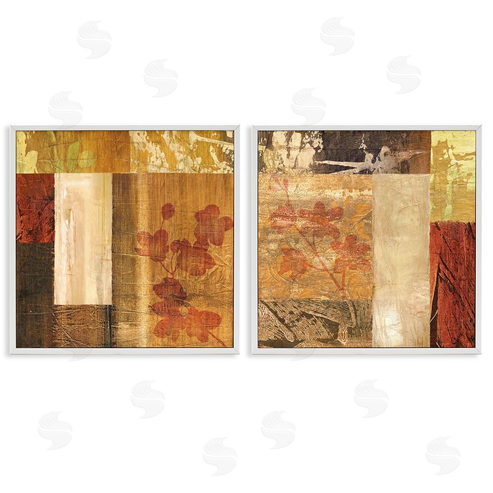 Martine Reynaud Abstract Tapestry Style Patterns Collage White Framed Giclee Wall Art Print
