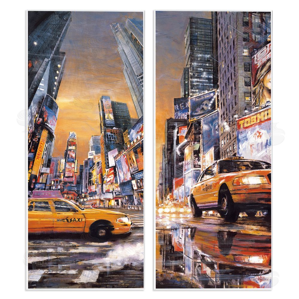 Matthew Daniels Time Square New York City Taxi Wooden Wall Plaque Art Print