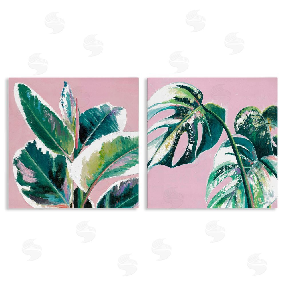 Patricia Pinto Tropical Plant Leaves Pink Geometric Pop Canvas Wall Art Print