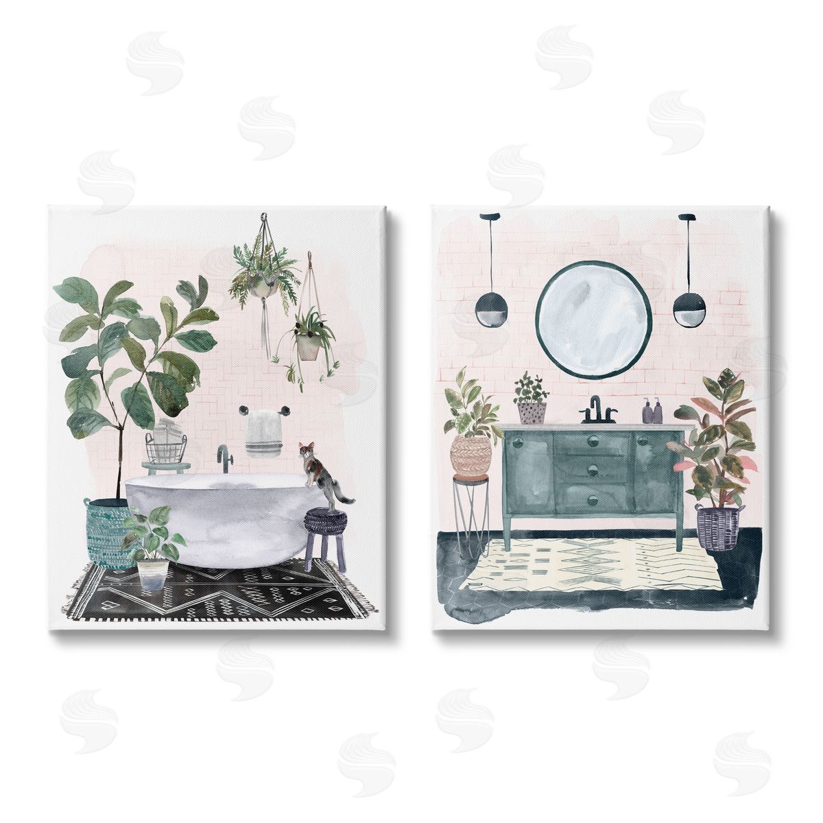 Karyn Panganiban Pink Pop Modern Bathroom Interior Canvas Wall Art Print