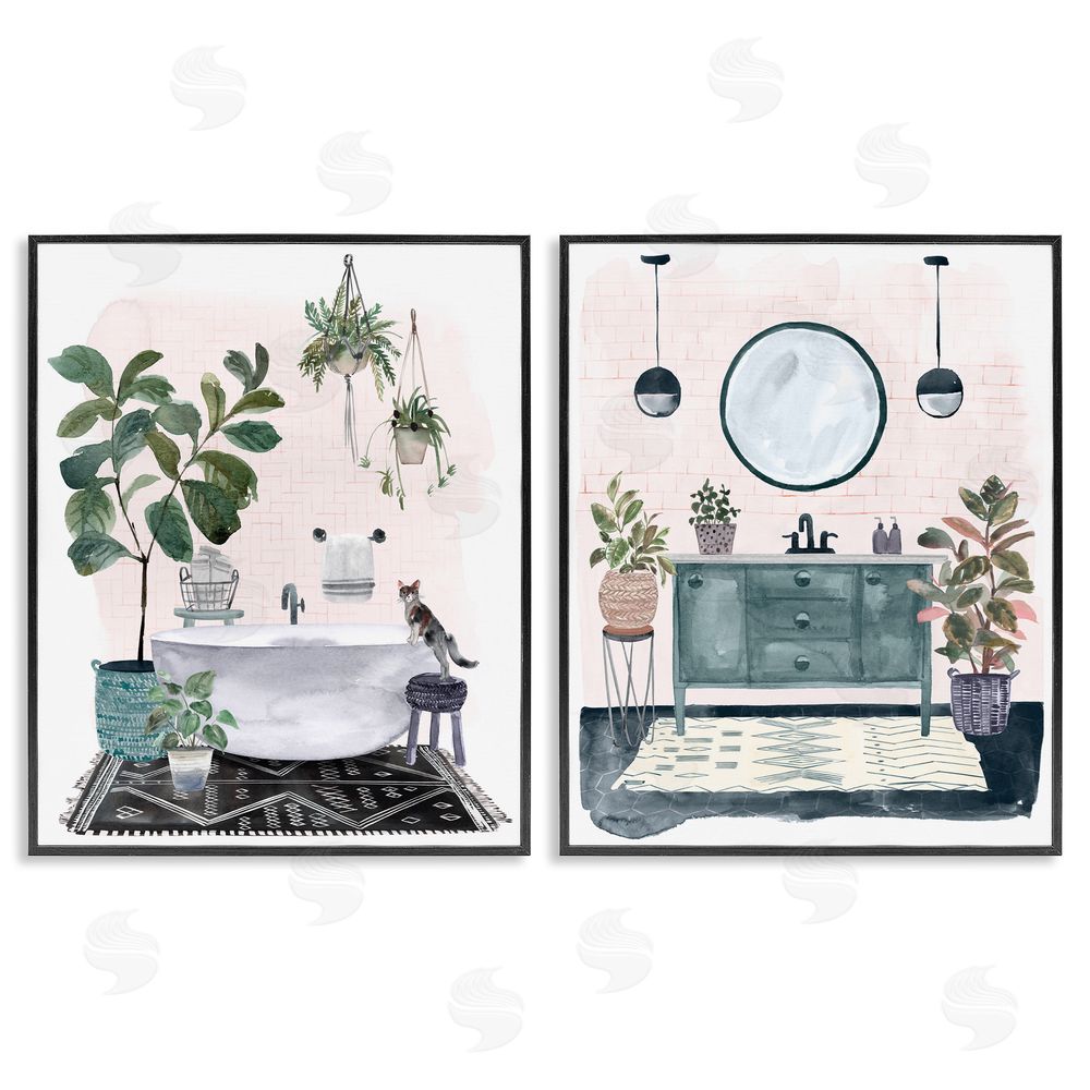 Karyn Panganiban Pink Pop Modern Bathroom Interior Black Framed Giclee Wall Art Print