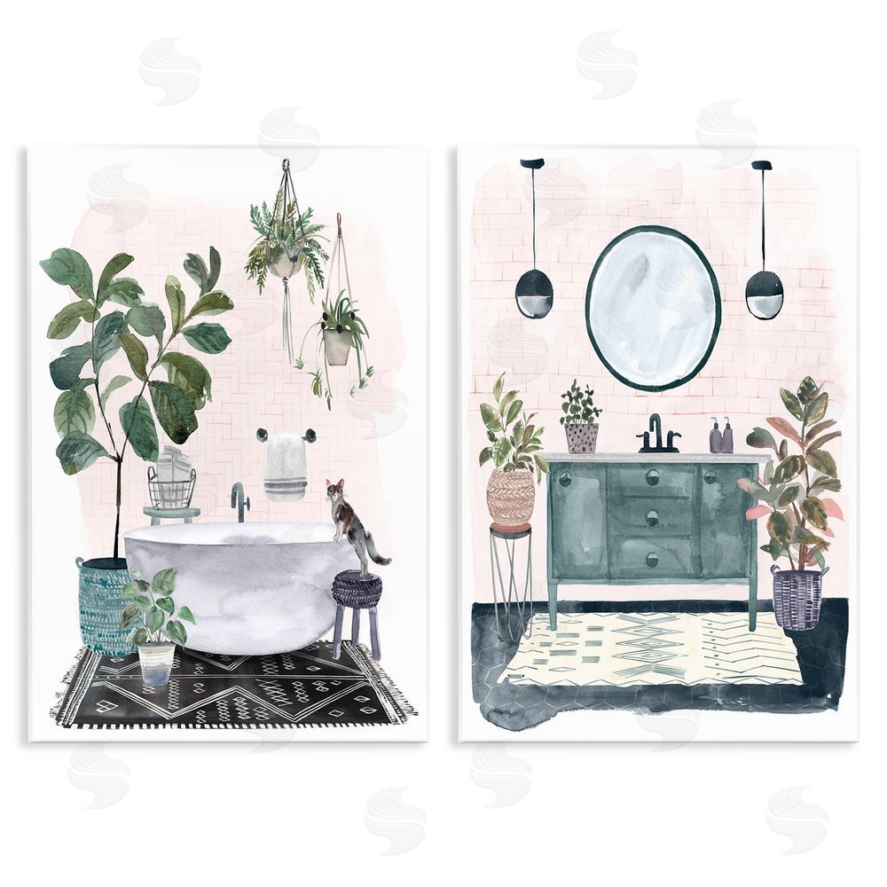 Karyn Panganiban Pink Pop Modern Bathroom Interior Wooden Wall Plaque Art Print