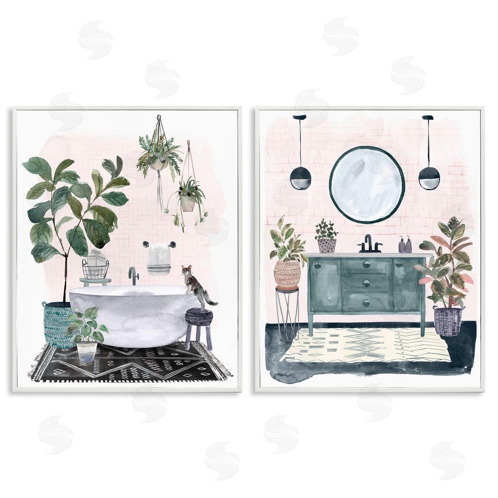 Karyn Panganiban Pink Pop Modern Bathroom Interior White Framed Giclee Wall Art Print