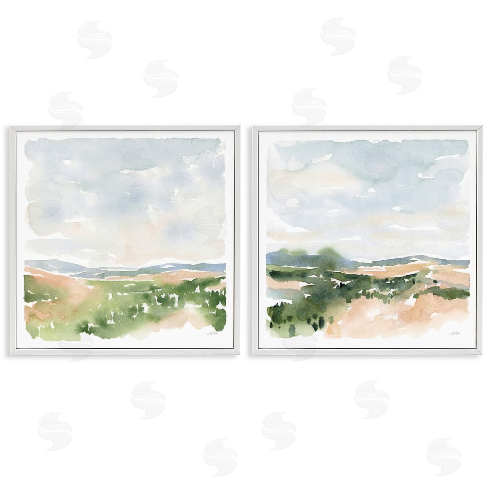 Katrina Pete Gentle Tree Meadow Soft Watercolor White Framed Giclee Wall Art Print