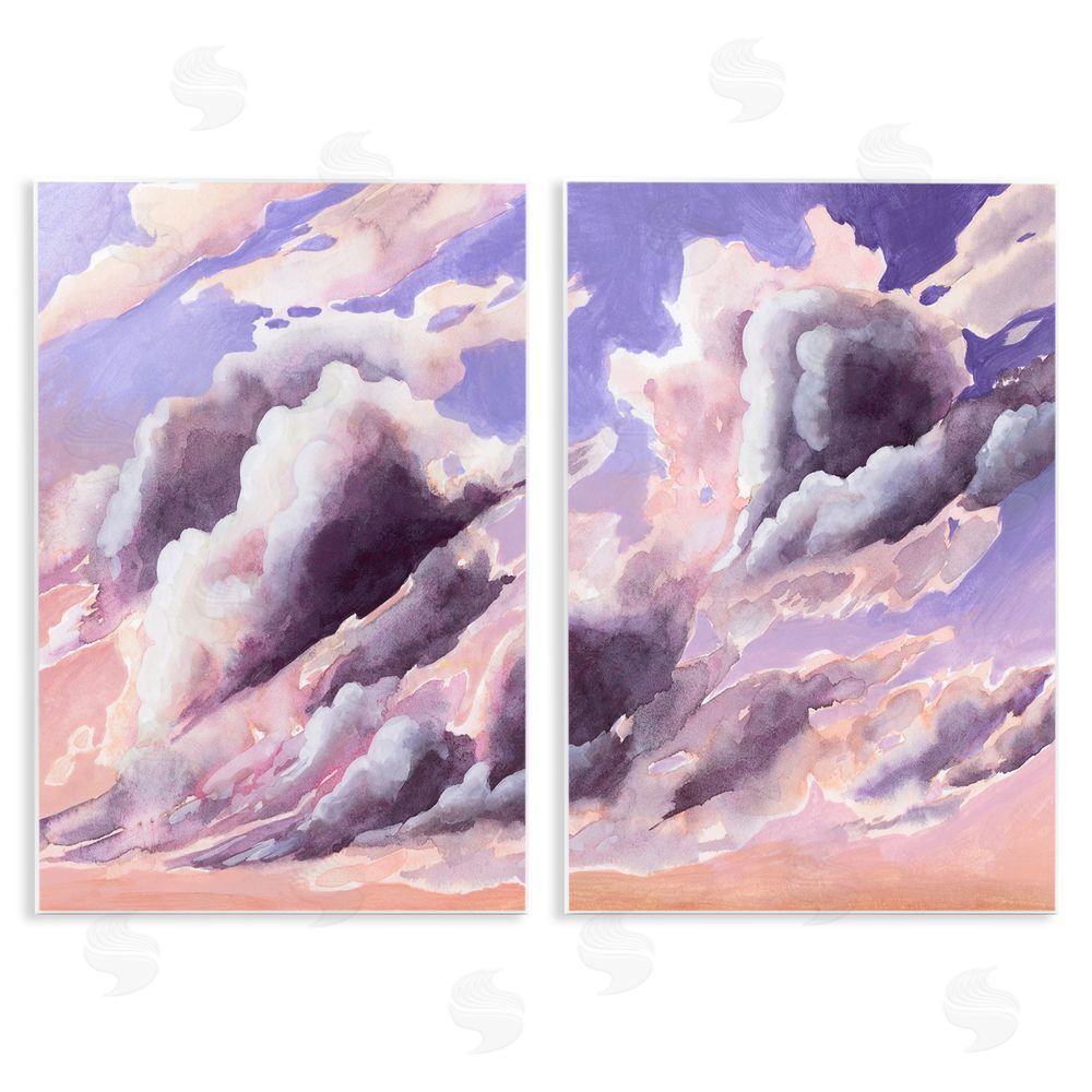 Grace Popp Cumulus Cloudy Sky Blue Orange Sunset Wooden Wall Plaque Art Print