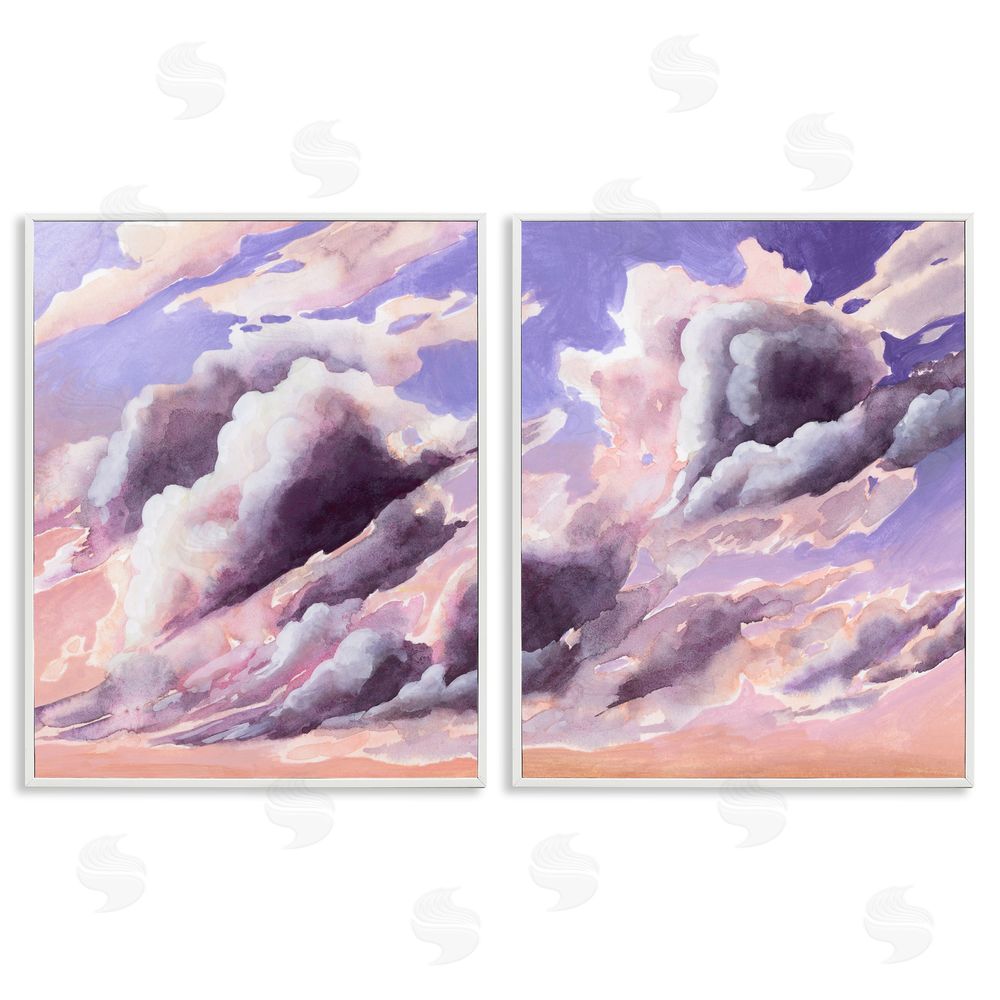 Grace Popp Cumulus Cloudy Sky Blue Orange Sunset White Framed Giclee Wall Art Print