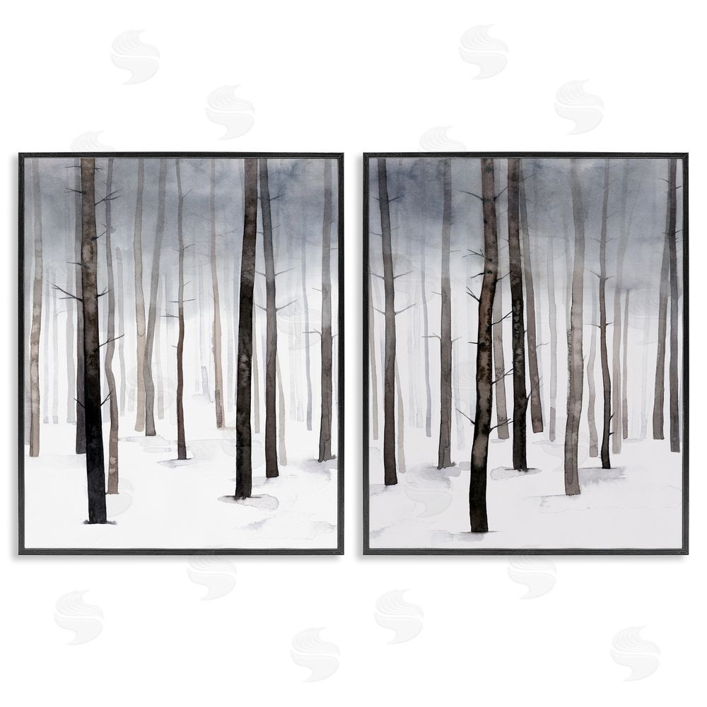 Grace Popp Winter Snow Tree Forest Haze Eerie Cold  Black Framed Giclee Wall Art Print