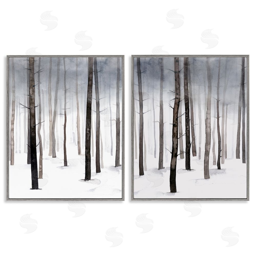 Grace Popp Winter Snow Tree Forest Haze Eerie Cold  Gray Framed Giclee Wall Art Print