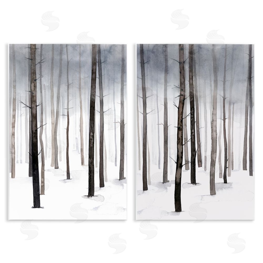 Grace Popp Winter Snow Tree Forest Haze Eerie Cold  Wooden Wall Plaque Art Print