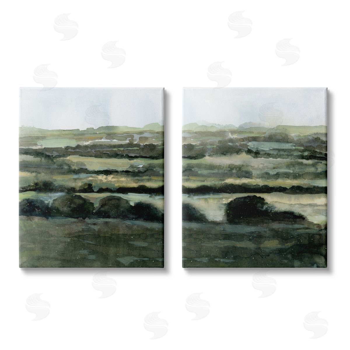 Victoria Barnes Deep Green Countryside Hills Landscape  Canvas Wall Art Print