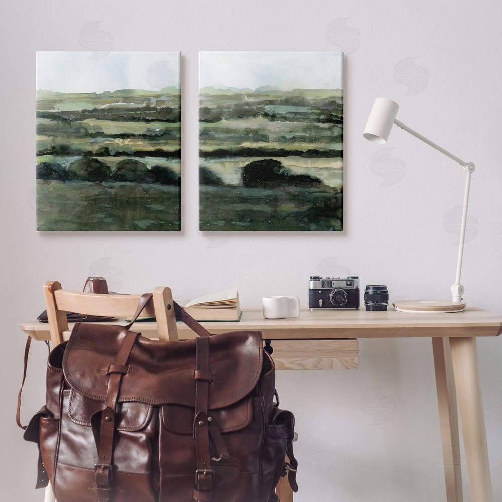 Victoria Barnes Deep Green Countryside Hills Landscape  Canvas Wall Art Print in Room
