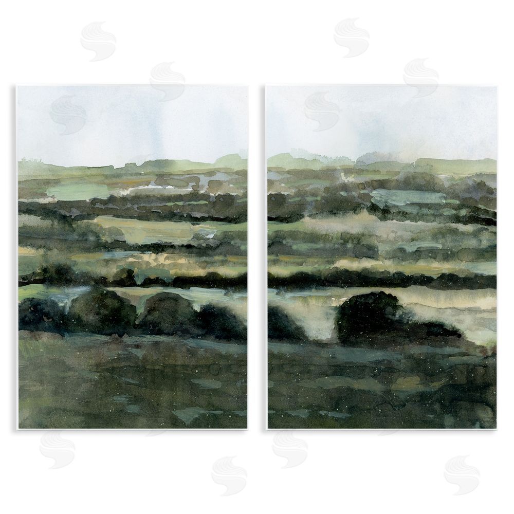 Victoria Barnes Deep Green Countryside Hills Landscape  Wooden Wall Plaque Art Print