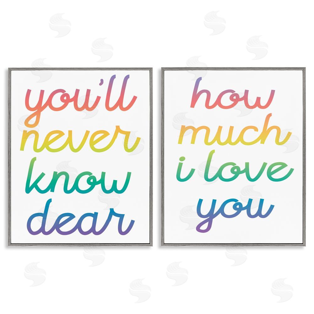 Stupell Studio Rainbow How Much I Love You Gray Framed Giclee Wall Art Print