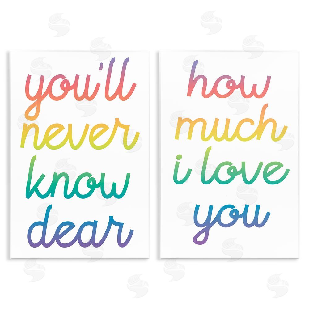 Stupell Studio Rainbow How Much I Love You Wooden Wall Plaque Art Print