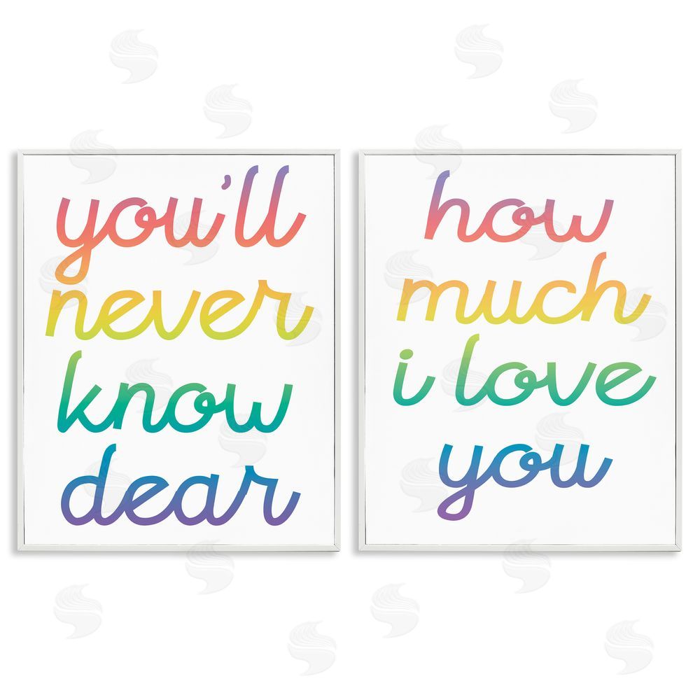 Stupell Studio Rainbow How Much I Love You White Framed Giclee Wall Art Print