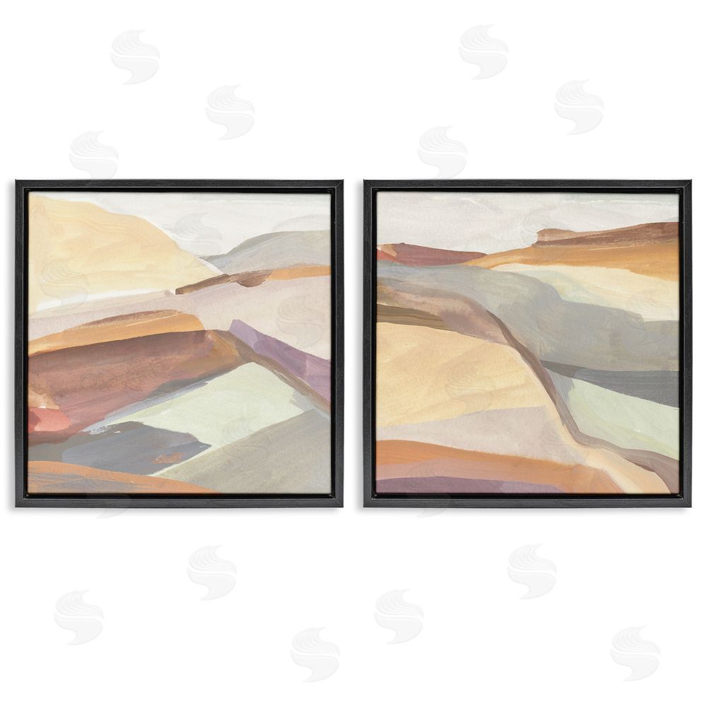 Annie Warren Mountain Hill Movements Abstract Peaks Black Floating Frame Canvas Wall Art Print