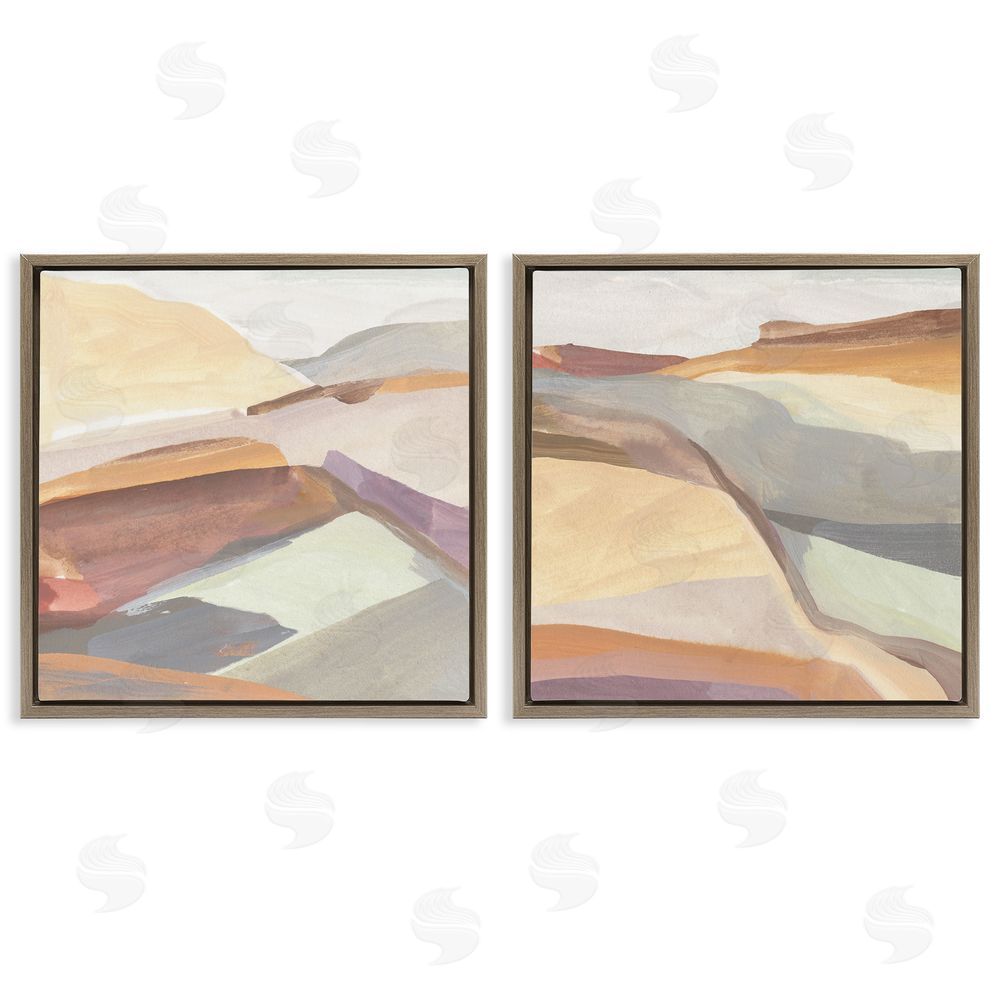 Annie Warren Mountain Hill Movements Abstract Peaks Brown Floating Frame Canvas Wall Art Print