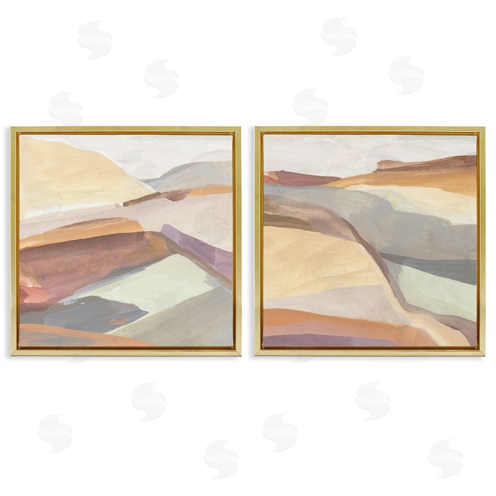 Annie Warren Mountain Hill Movements Abstract Peaks Gold Floating Frame Canvas Wall Art Print