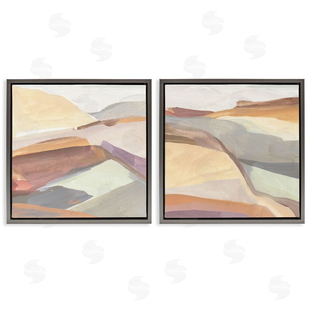 Annie Warren Mountain Hill Movements Abstract Peaks Gray Floating Frame Canvas Wall Art Print
