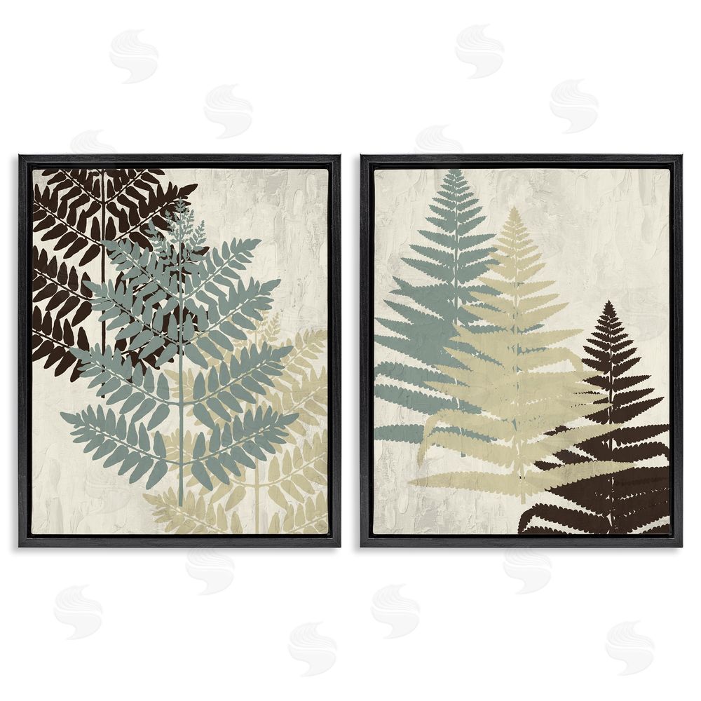 Kim Allen Forest Fern Branches Layered Plants Black Floating Frame Canvas Wall Art Print