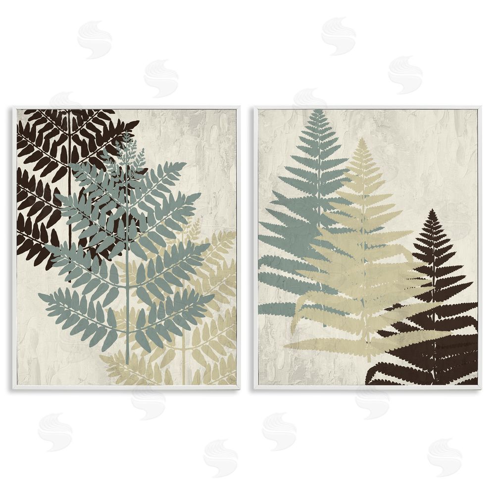 Kim Allen Forest Fern Branches Layered Plants White Framed Giclee Wall Art Print