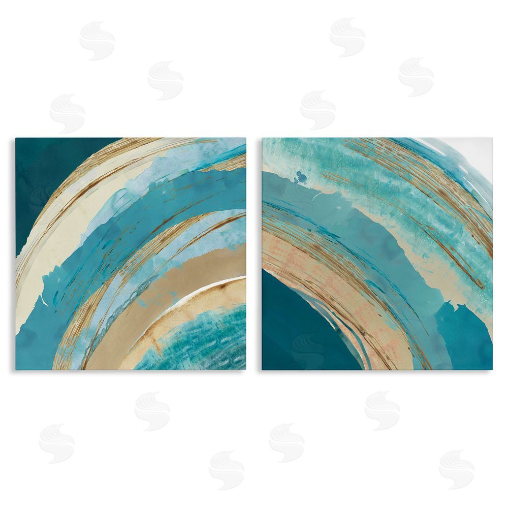 Flora Kouta Playful Abstract Turquoise Rainbow Arches  Canvas Wall Art Print