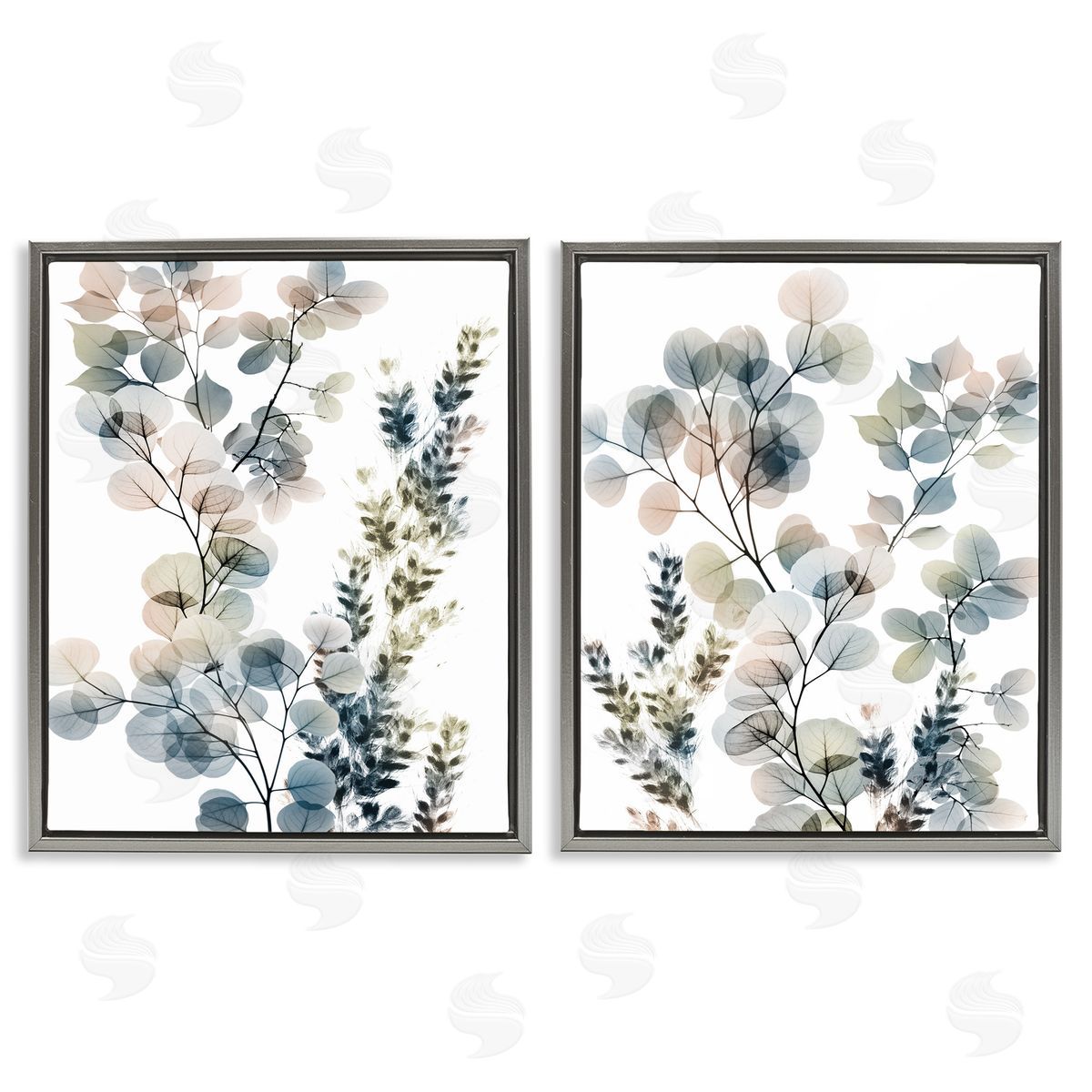Collage of Translucent Plants Grey Floating Frame Canvas Wall Art, Home Decor by Albert Koetsier