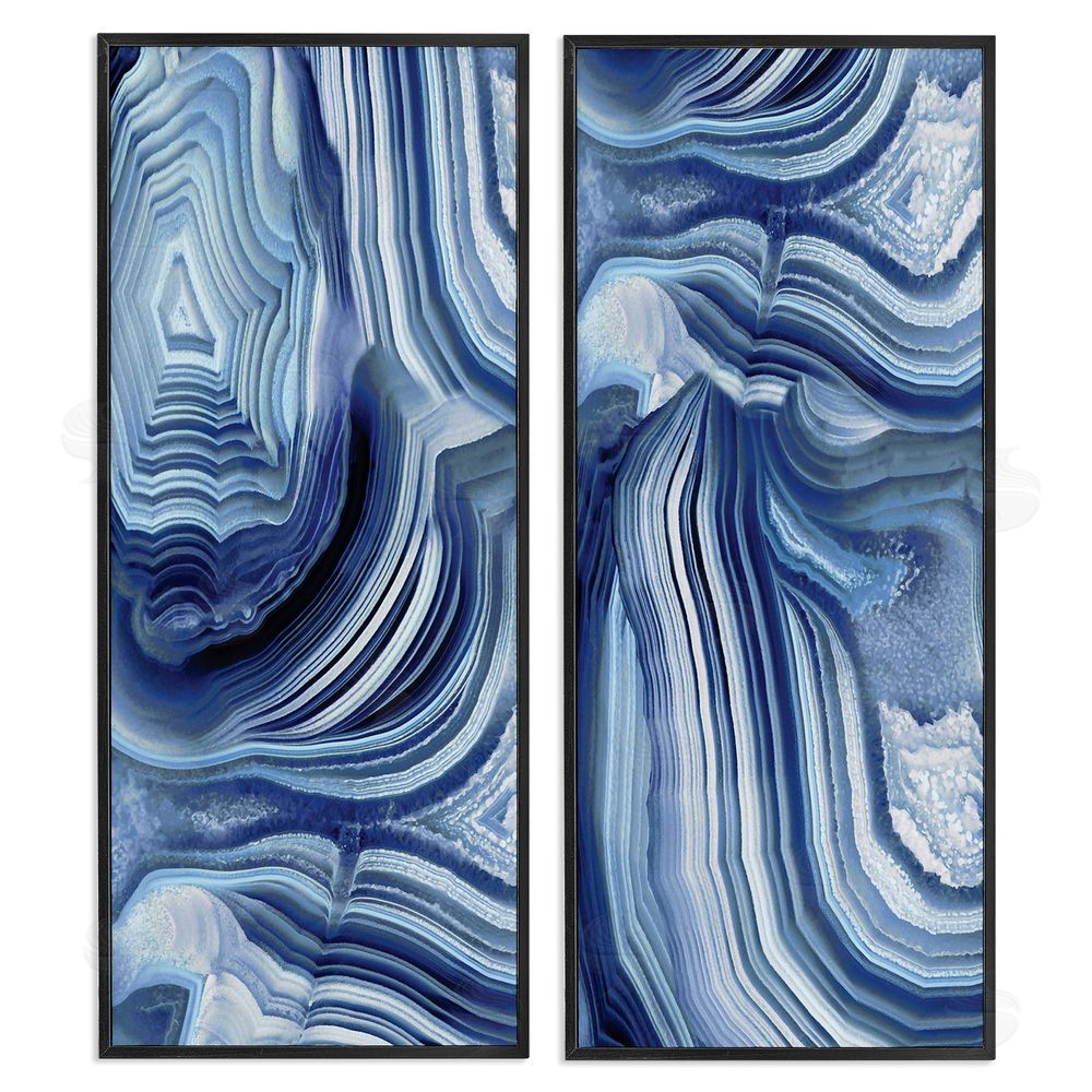 Danielle Carson Abstract Blue Rock Crystal Pattern Black Framed Giclee Wall Art Print