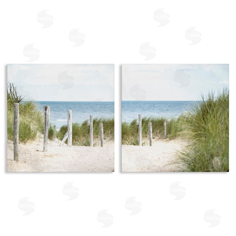 Kim Allen Calm Coastal Beach Fence Landscape Canvas Wall Art Print