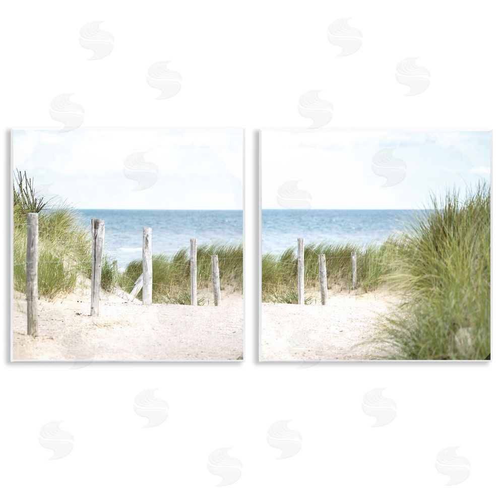 Kim Allen Calm Coastal Beach Fence Landscape Wooden Wall Plaque Art Print
