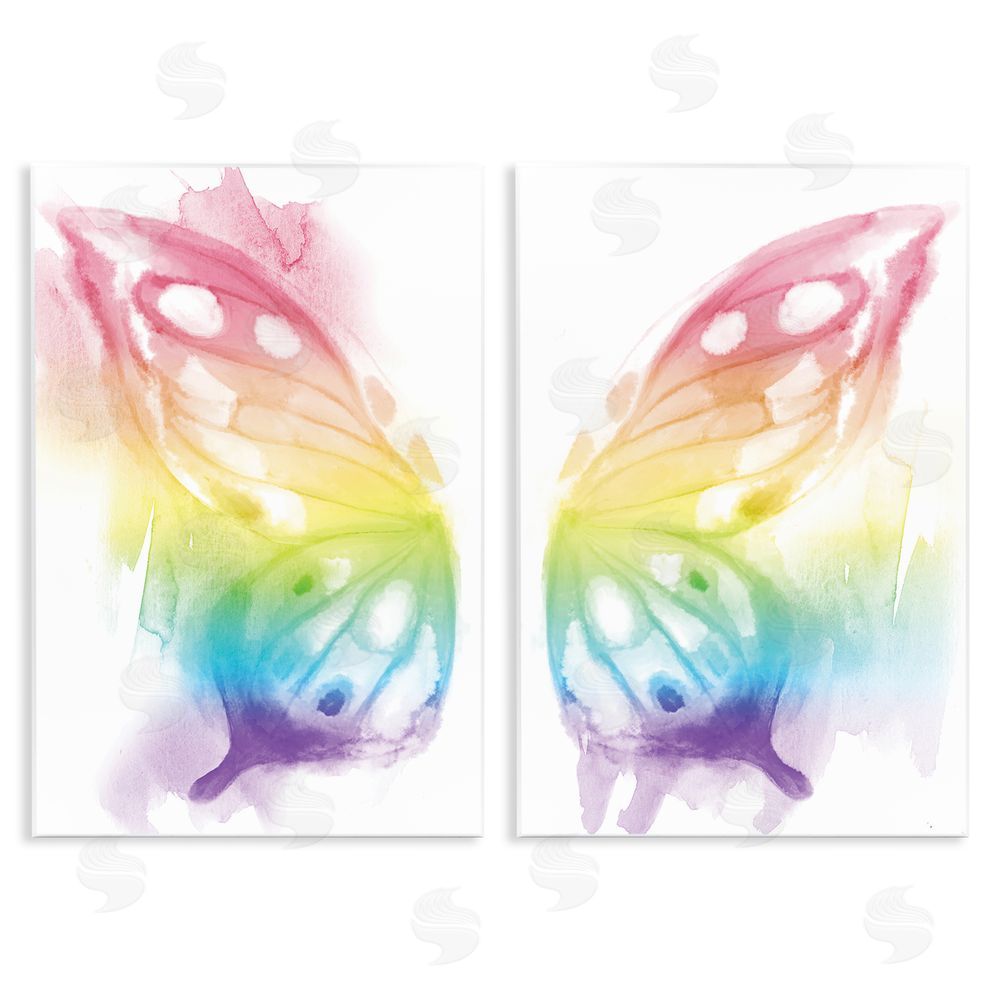 Stupell Studio Rainbow Butterfly Wings Playful Insect Wooden Wall Plaque Art Print