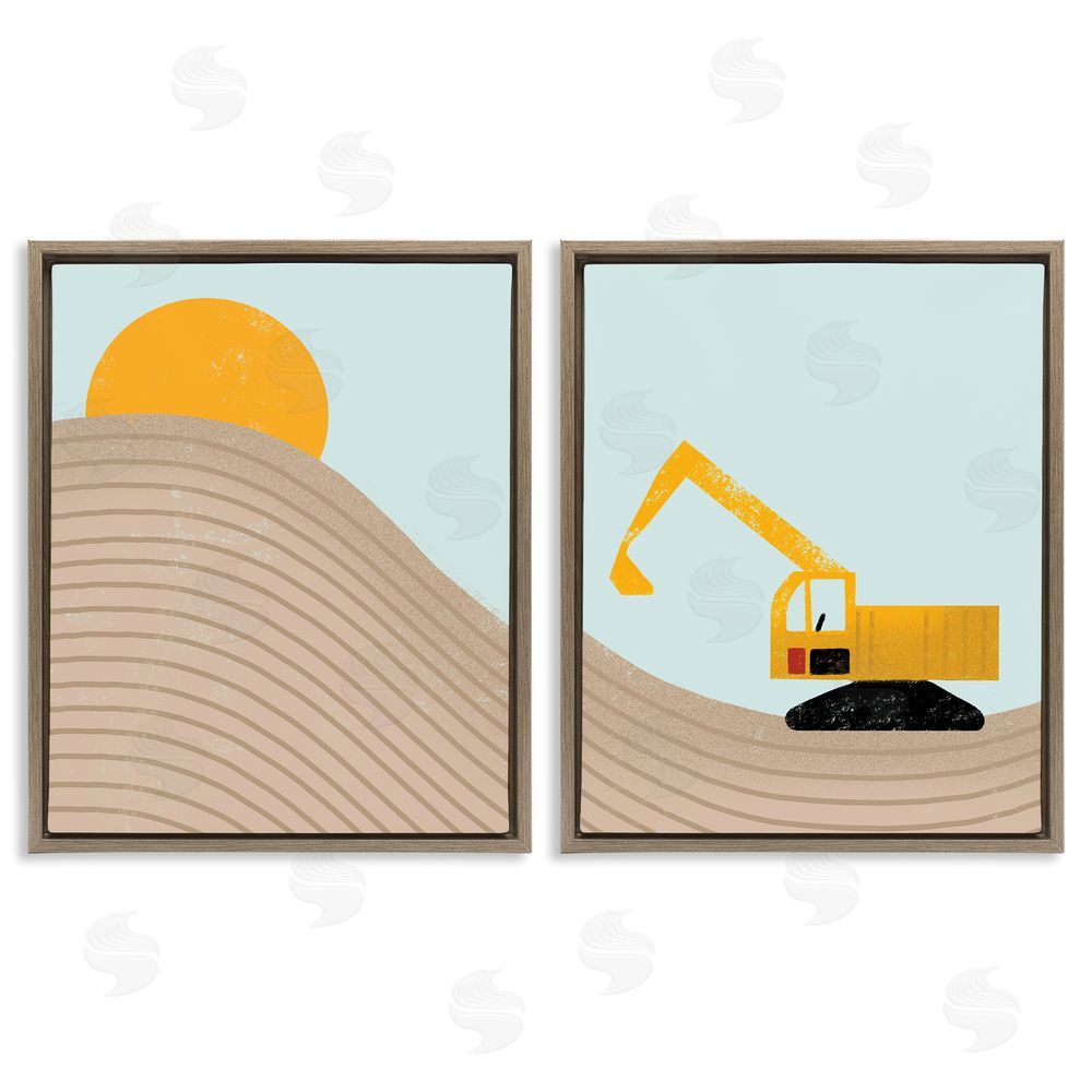 Stupell Studio Construction Truck Under Desert Sun Brown Floating Frame Canvas Wall Art Print