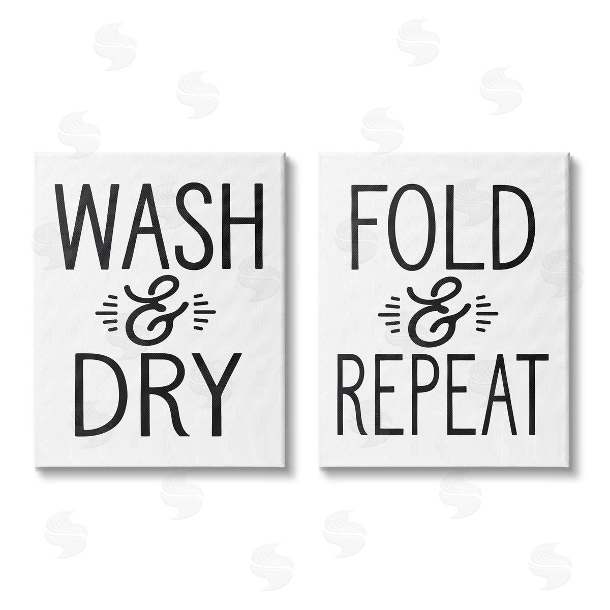 Lettered and Lined Wash Dry Fold Repeat Laundry Phrase Canvas Wall Art Print