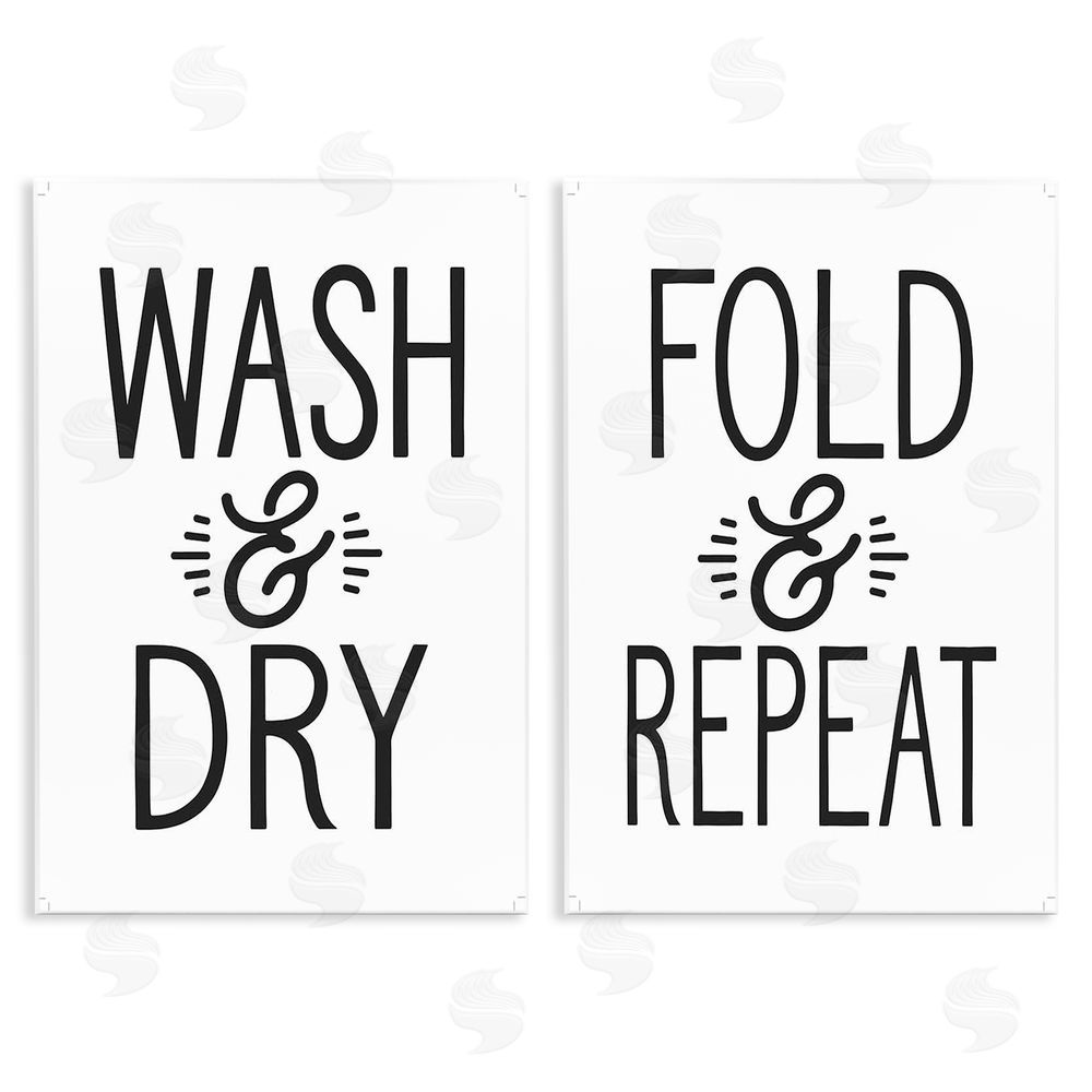 Lettered and Lined Wash Dry Fold Repeat Laundry Phrase Wooden Wall Plaque Art Print