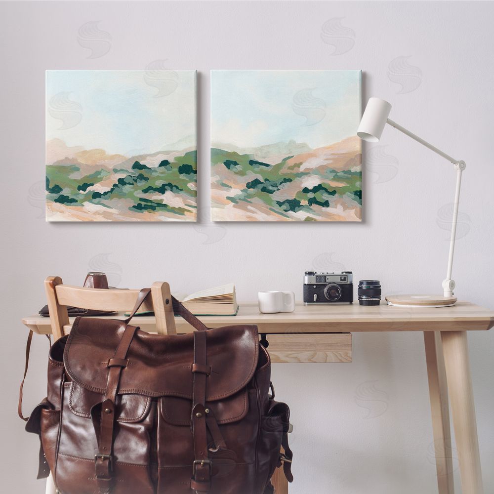 June Erica Vess Abstract Mountain Forest Clear Sky Canvas Wall Art Print in Room