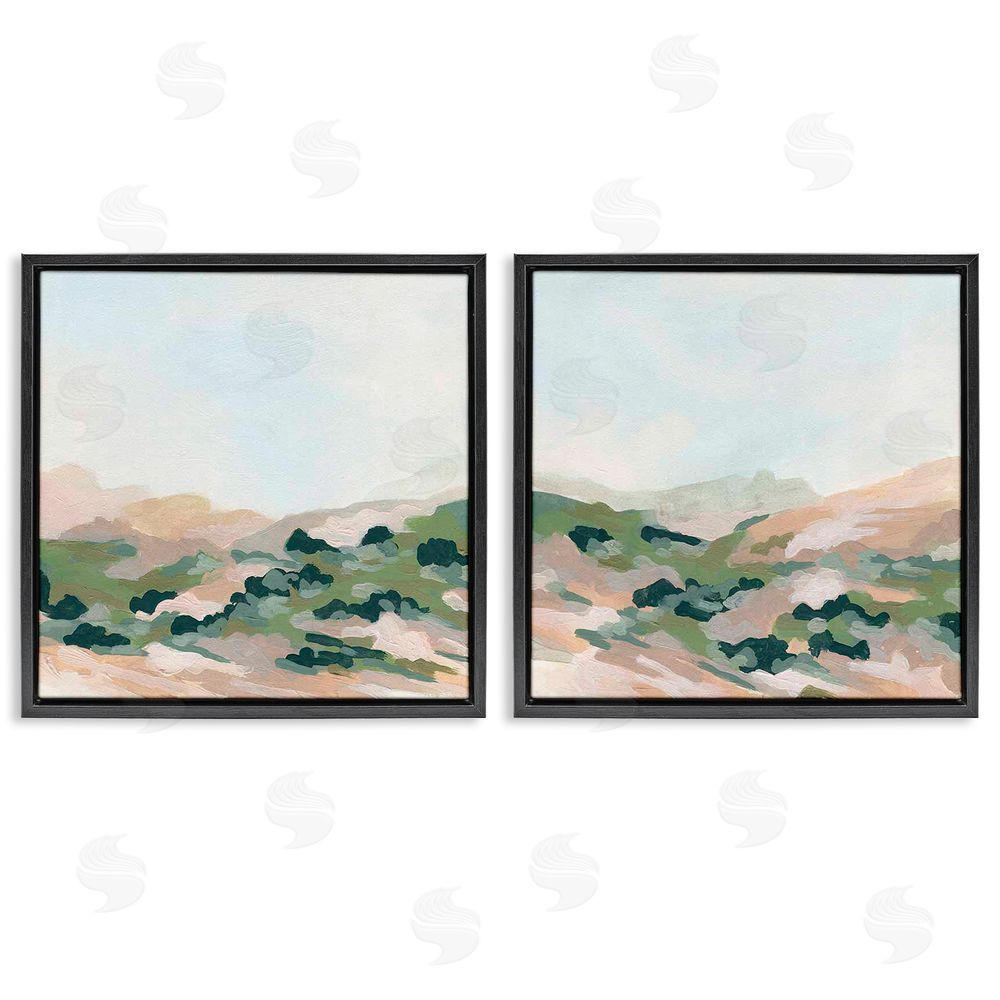 June Erica Vess Abstract Mountain Forest Clear Sky Black Floating Frame Canvas Wall Art Print