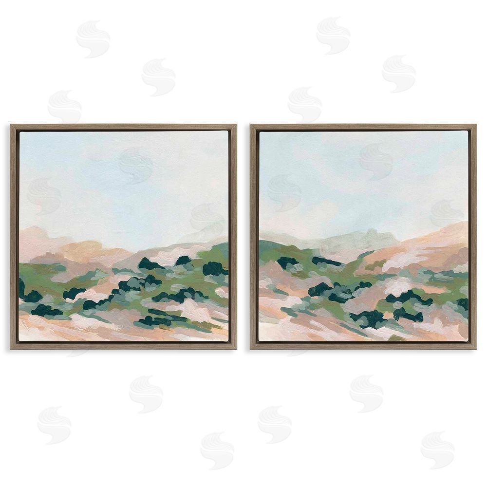 June Erica Vess Abstract Mountain Forest Clear Sky Brown Floating Frame Canvas Wall Art Print
