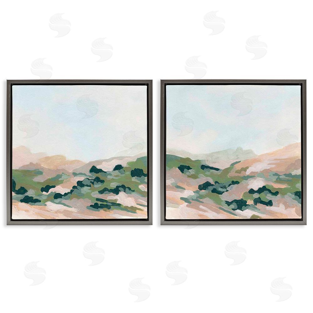 June Erica Vess Abstract Mountain Forest Clear Sky Gray Floating Frame Canvas Wall Art Print
