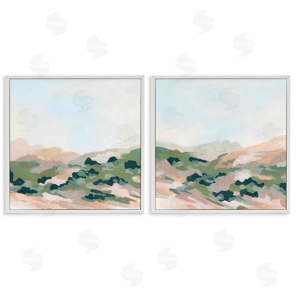 June Erica Vess Abstract Mountain Forest Clear Sky White Framed Giclee Wall Art Print