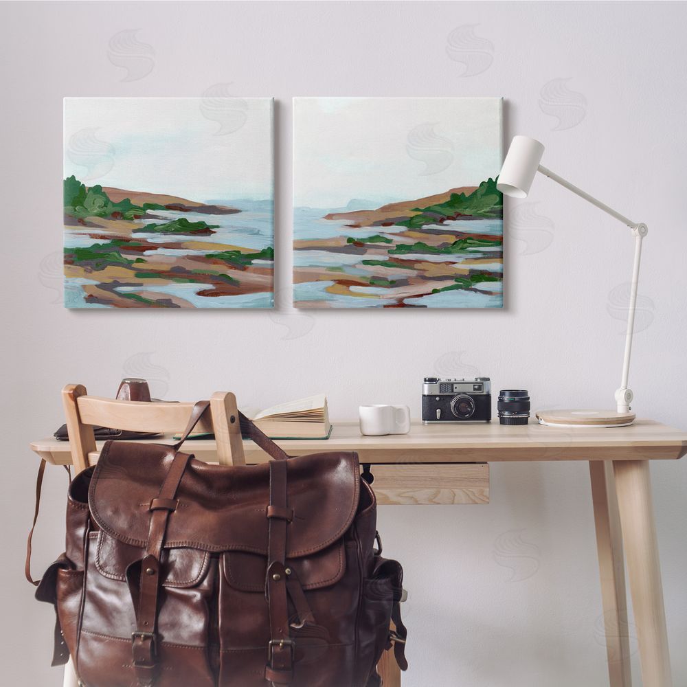 June Erica Vess Abstract Quaint Forest Beach Canvas Wall Art Print in Room