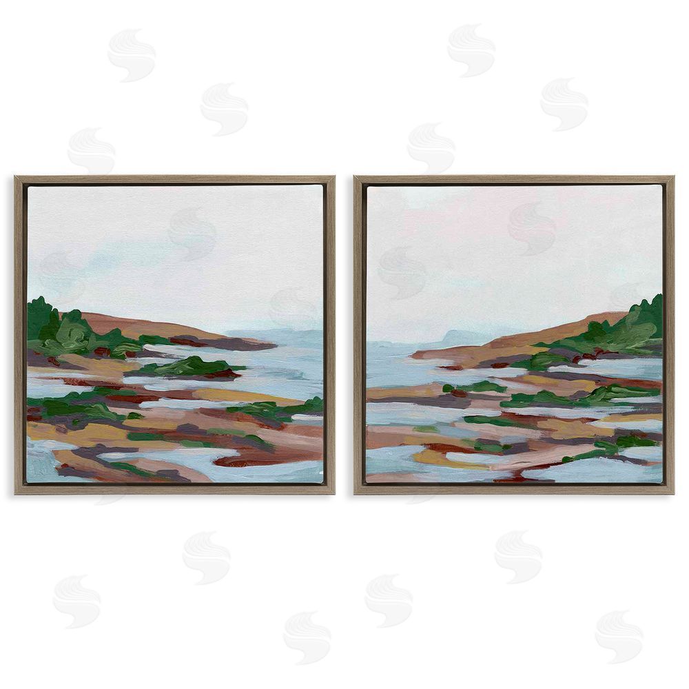 June Erica Vess Abstract Quaint Forest Beach Brown Floating Frame Canvas Wall Art Print