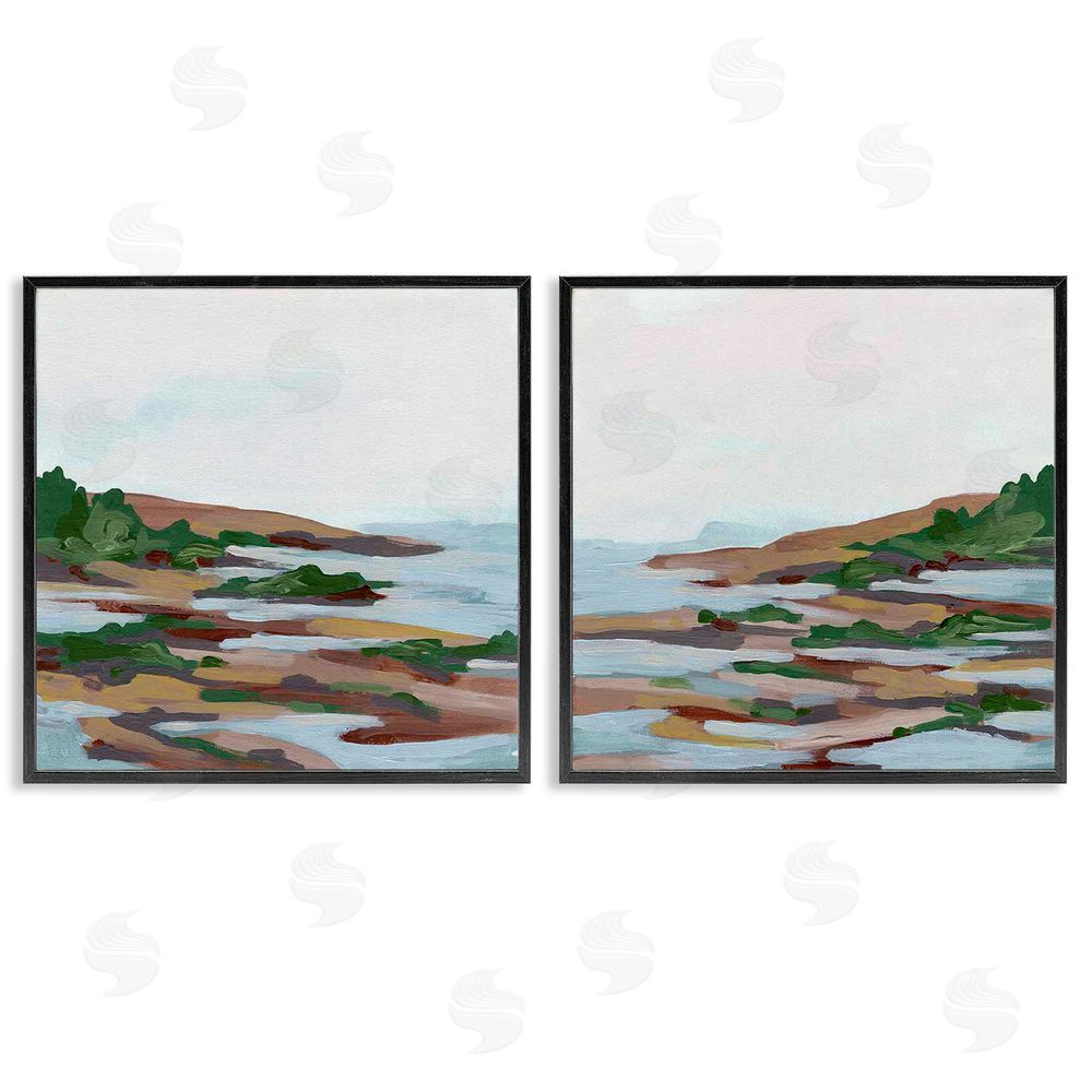 June Erica Vess Abstract Quaint Forest Beach Black Framed Giclee Wall Art Print