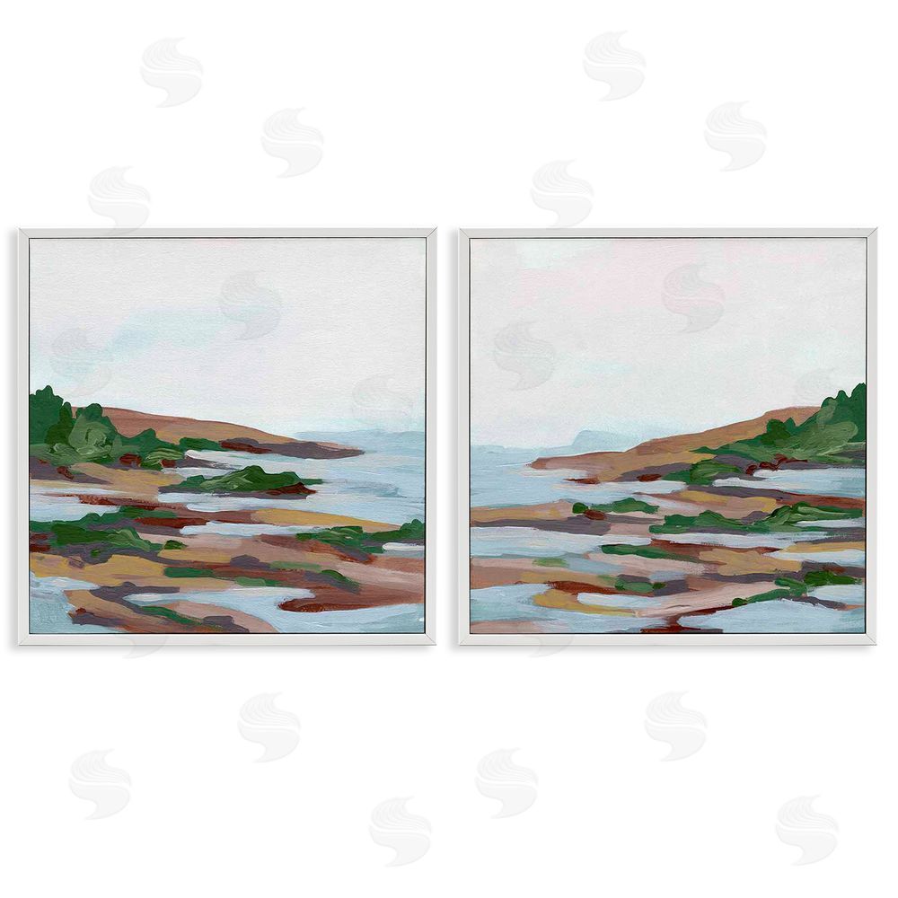 June Erica Vess Abstract Quaint Forest Beach White Framed Giclee Wall Art Print