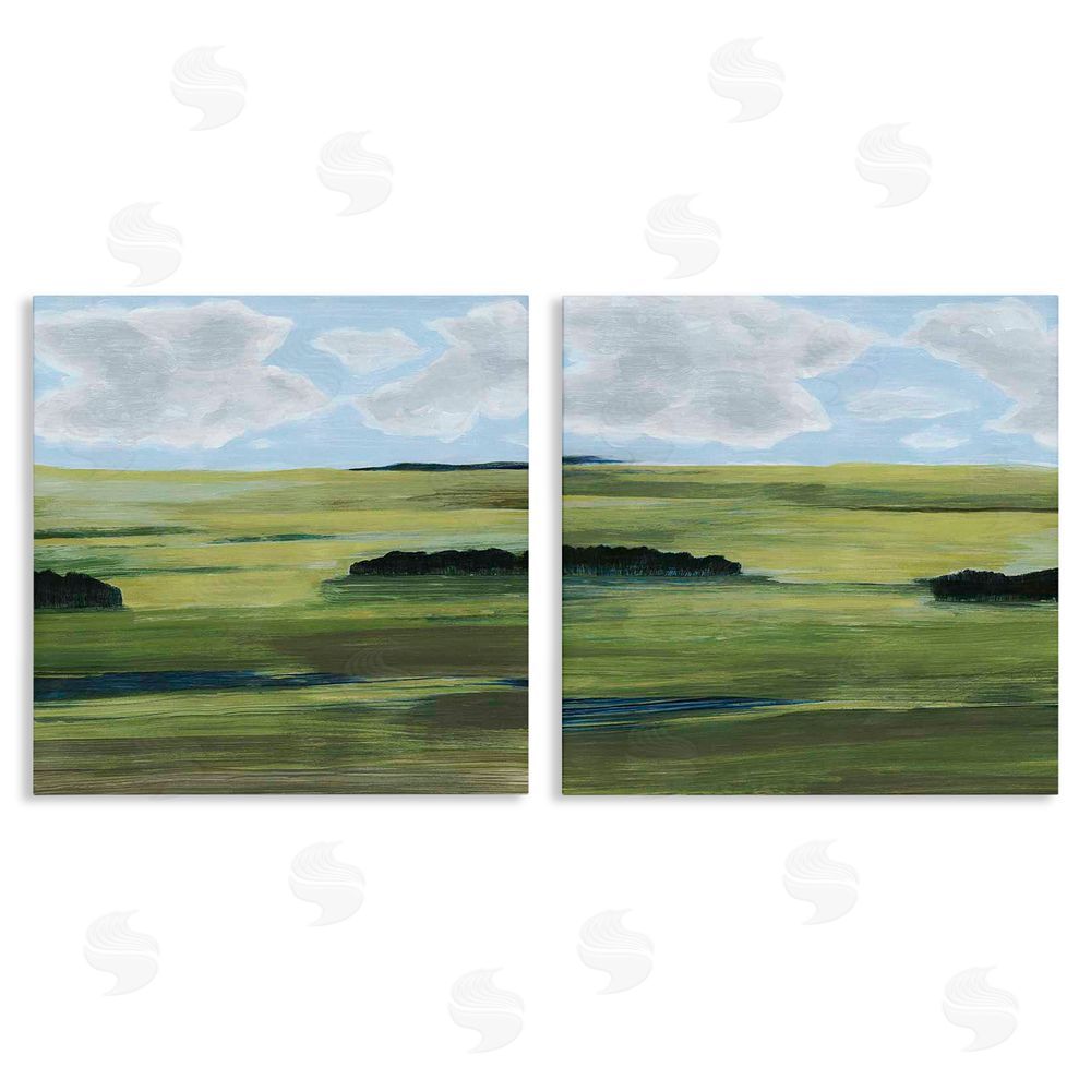 Grace Popp Rustic Green Valley Trees Abstraction Canvas Wall Art Print