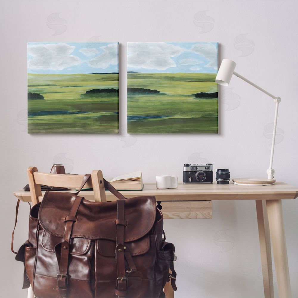 Grace Popp Rustic Green Valley Trees Abstraction Canvas Wall Art Print in Room