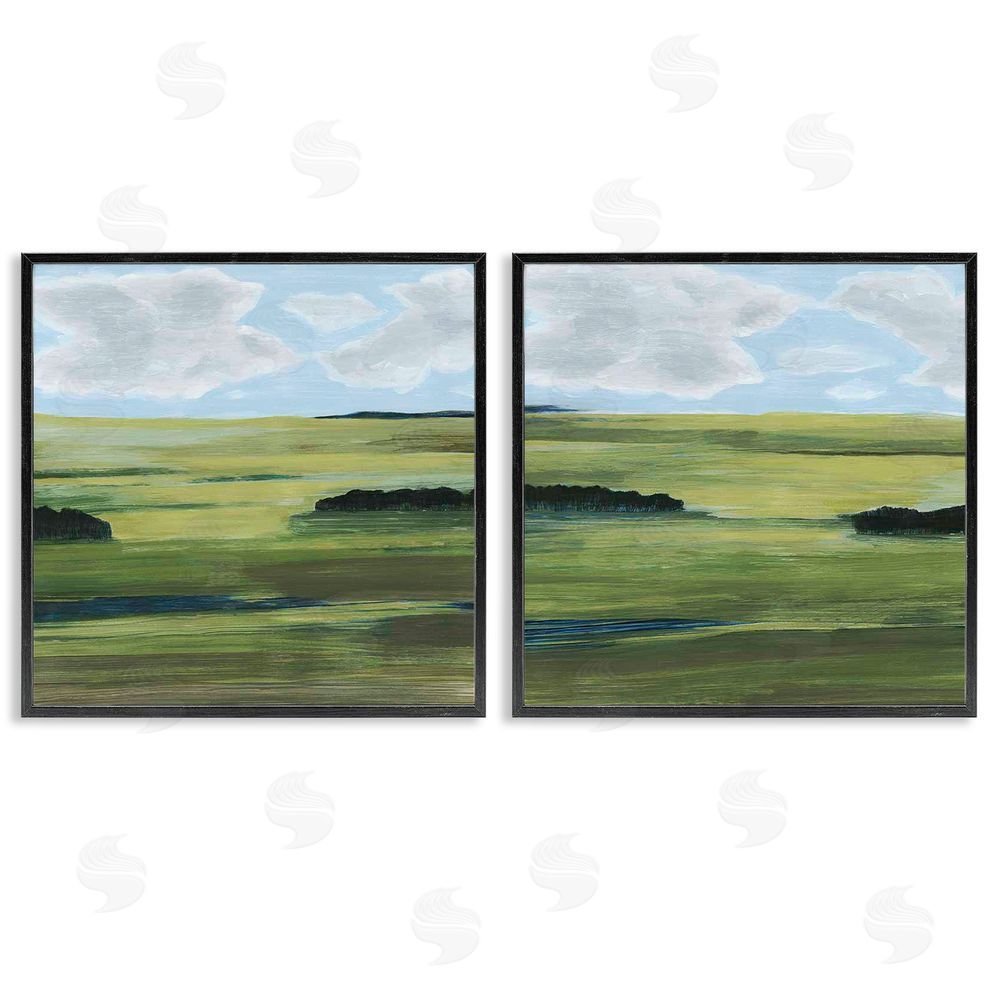 Grace Popp Rustic Green Valley Trees Abstraction Black Framed Giclee Wall Art Print