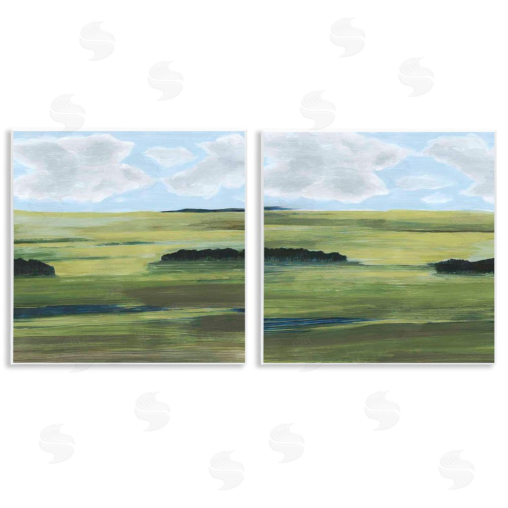 Grace Popp Rustic Green Valley Trees Abstraction Wooden Wall Plaque Art Print