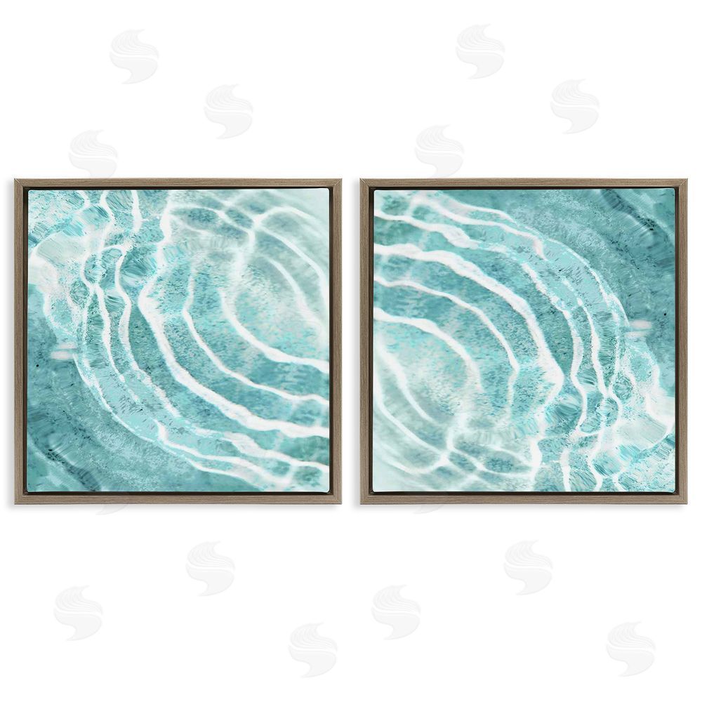Maggie Olsen Calm Blue Water Ripples Clear Tropical Lake Brown Floating Frame Canvas Wall Art Print
