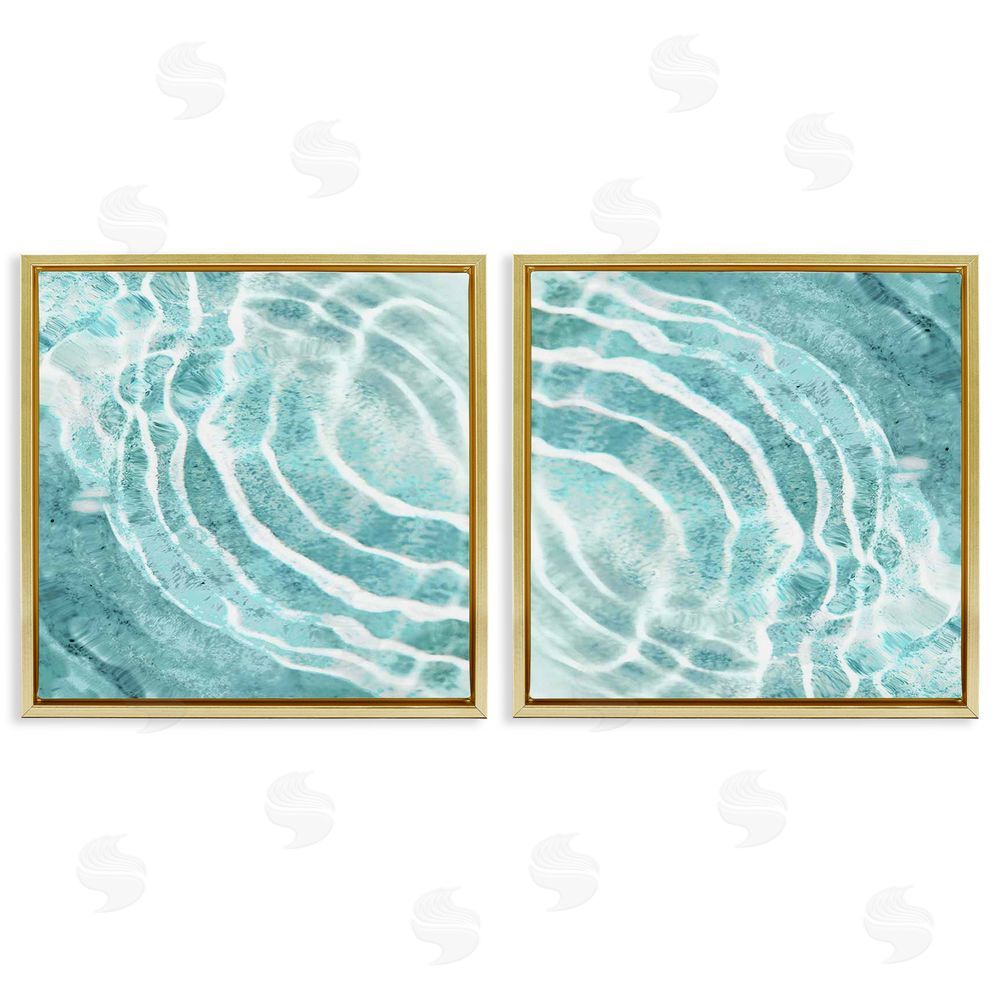 Maggie Olsen Calm Blue Water Ripples Clear Tropical Lake Gold Floating Frame Canvas Wall Art Print